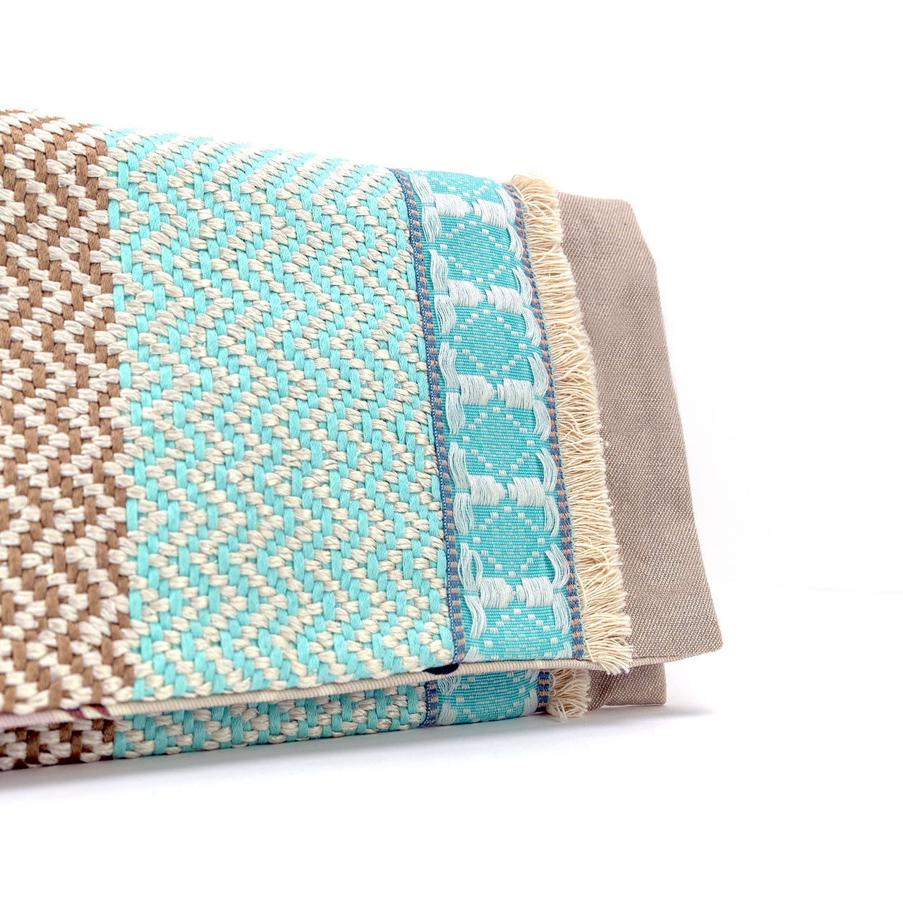 Beige, Brown & Light Blue Handcrafted Envelope Pouch – Made in Greece