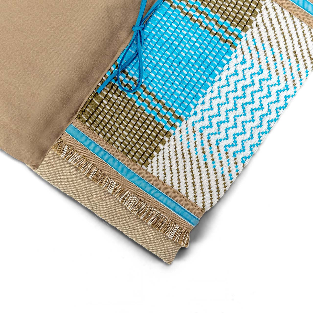 Beige Tassels & Light Blue Handcrafted Envelope Pouch – Made in Greece