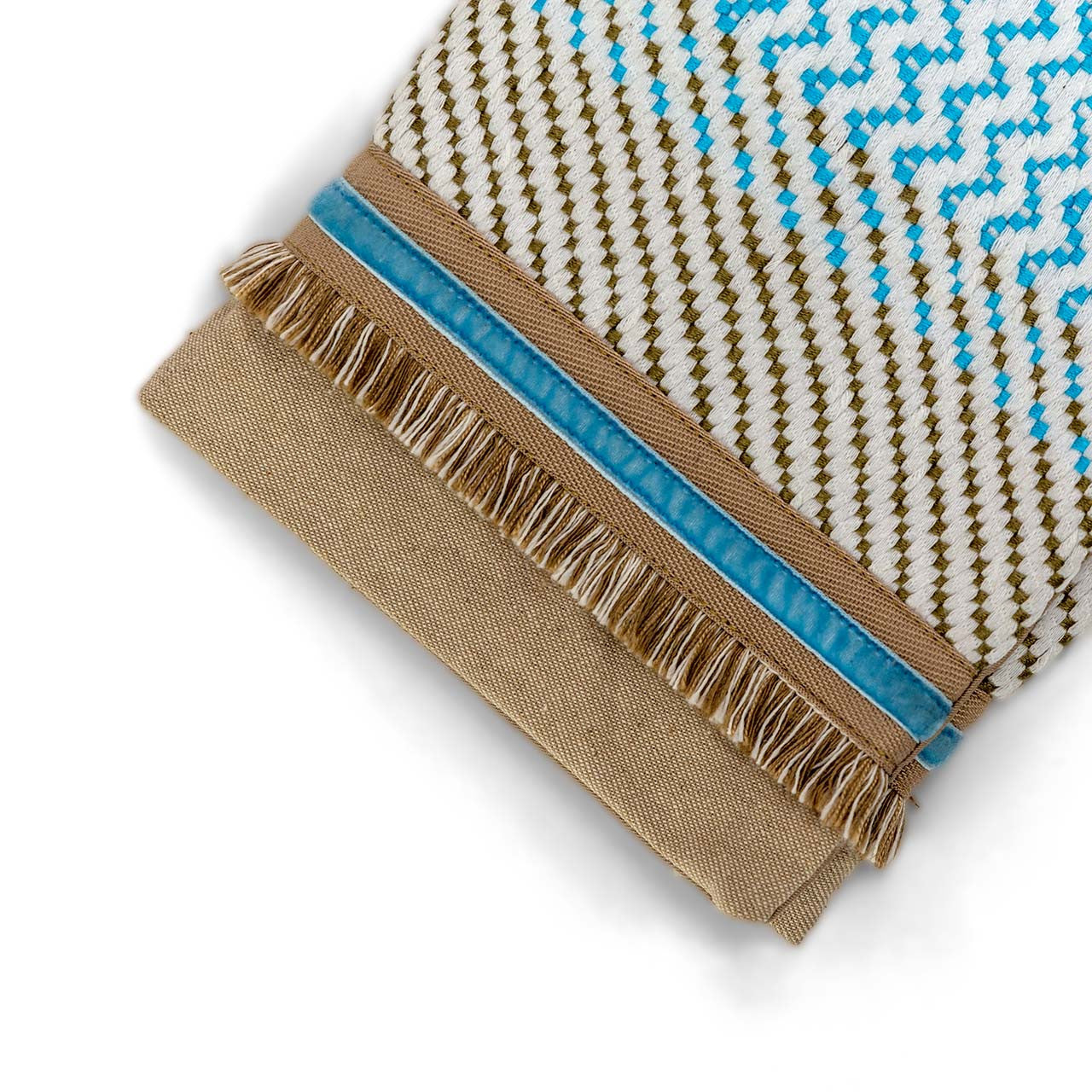 Beige Tassels & Light Blue Handcrafted Envelope Pouch – Made in Greece