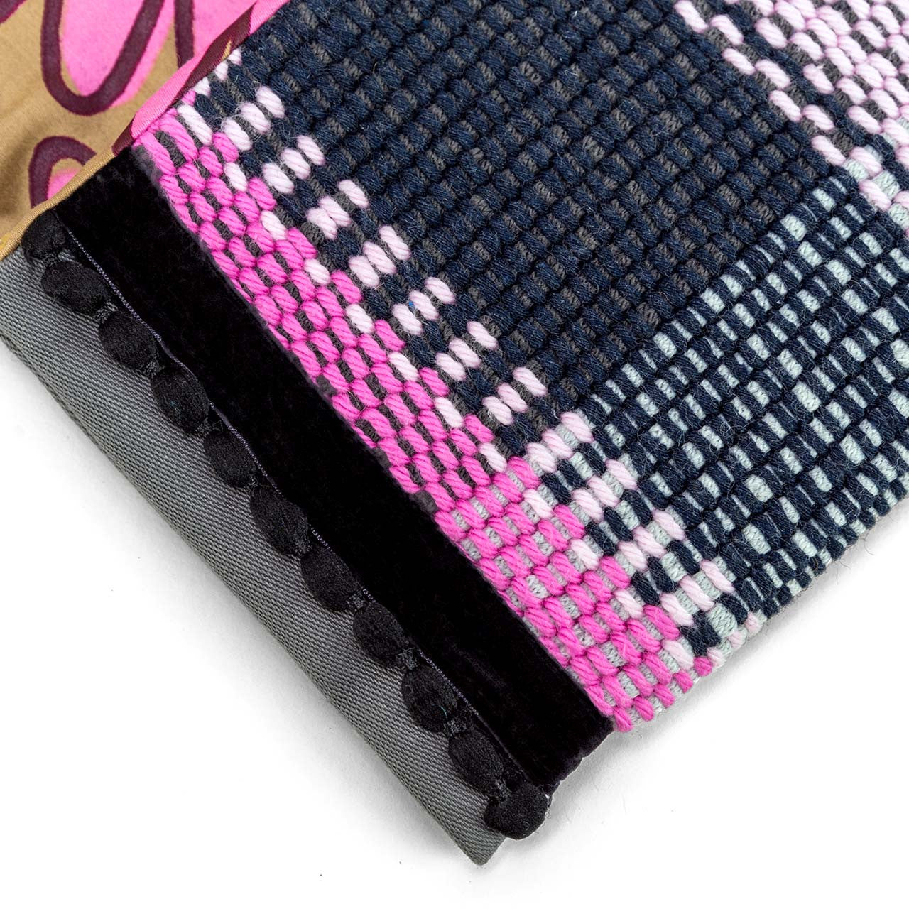 Boho Black Pompons Envelope Pouch in Pink – Handcrafted in Greece