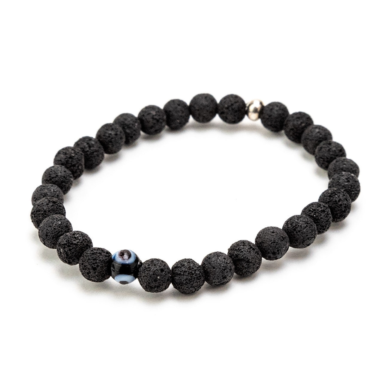 Tereza of Naxos Black Round Evil Eye & Black Lava Bracelet Jewellery 25 € Tereza's Greek Concept Store