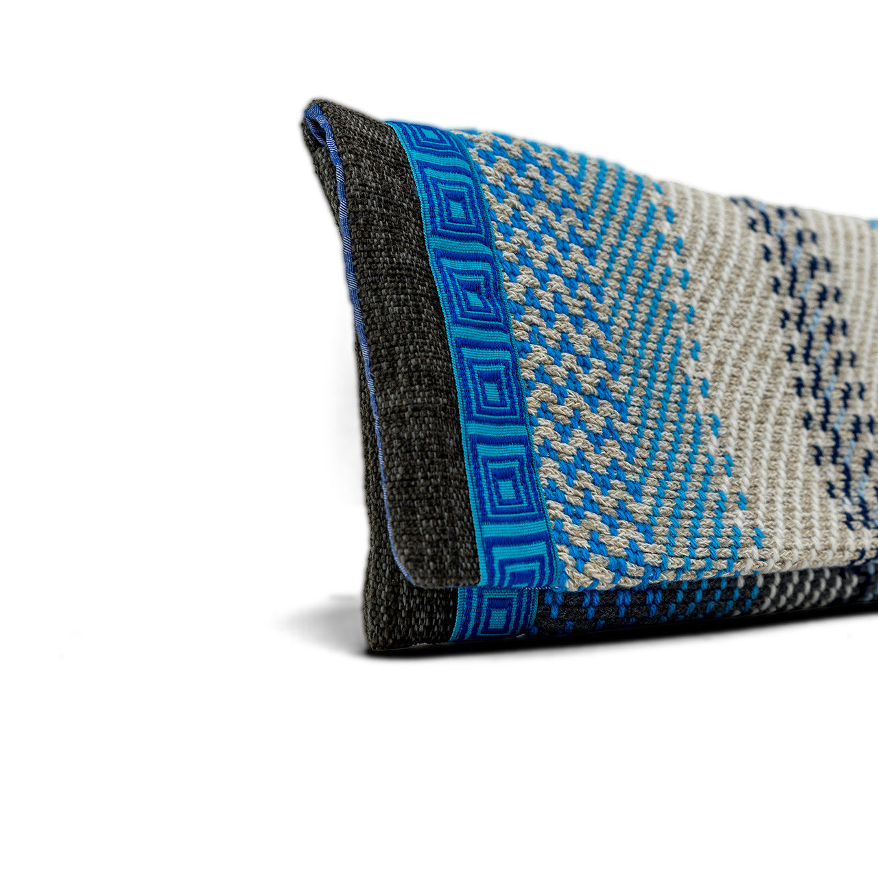 Gray and Blue Meander Envelope – Handcrafted Pouch from Greece