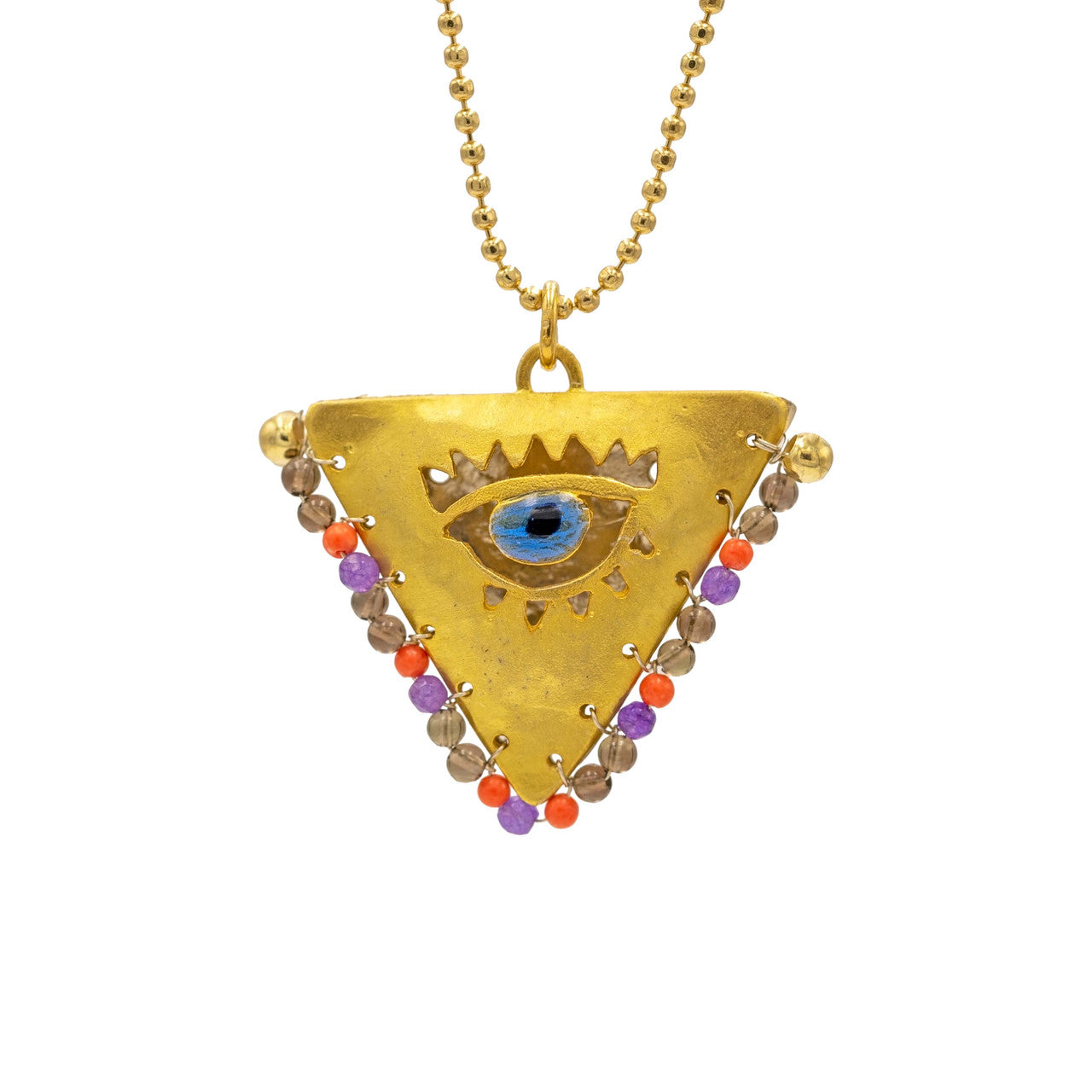 Amber, Purple and Gold "Filakto" Talisman, Lucky Charm, Pendant
