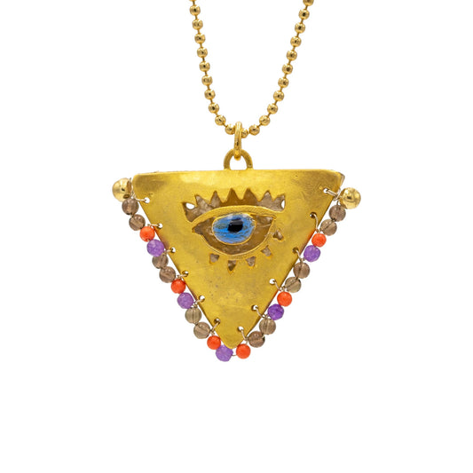 Amber, Purple and Gold "Filakto" Talisman, Lucky Charm, Pendant