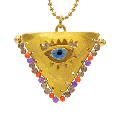 Amber, Purple and Gold "Filakto" Talisman, Lucky Charm, Pendant