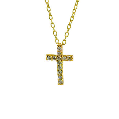 Zircon Cross, Pendant, Gold Plated Silver
