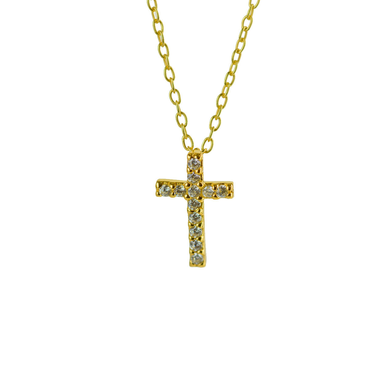 Zircon Cross, Pendant, Gold Plated Silver