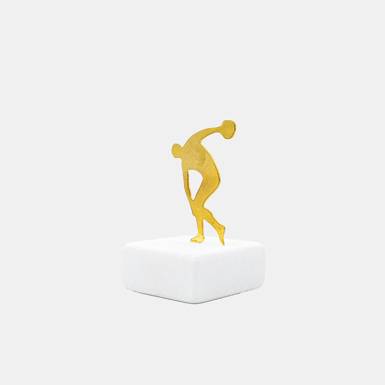 Gold Plated Bronze Discus Thrower, Paperweight, Marble
