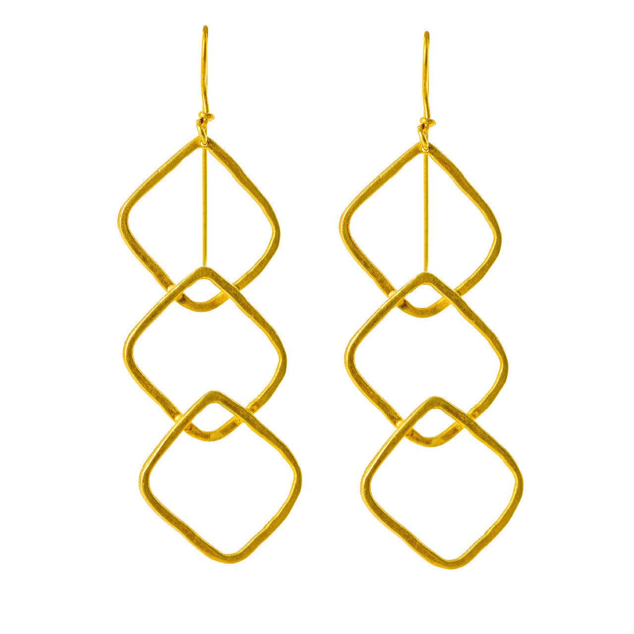 Tereza of Naxos Geometric Square Earrings, Gold Plated Silver Jewellery 89 € Tereza's Greek Concept Store