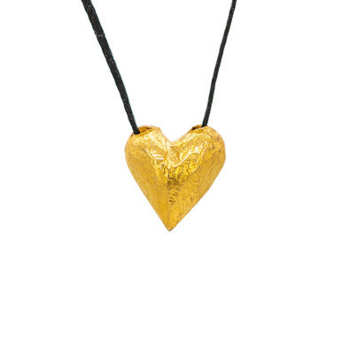 Heart of Gold in Black, Pendant in gold-plated silver