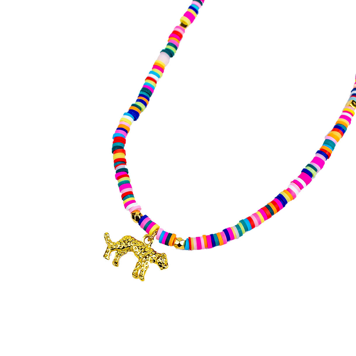 Joyful Panther, Colourful Beaded Pendant
