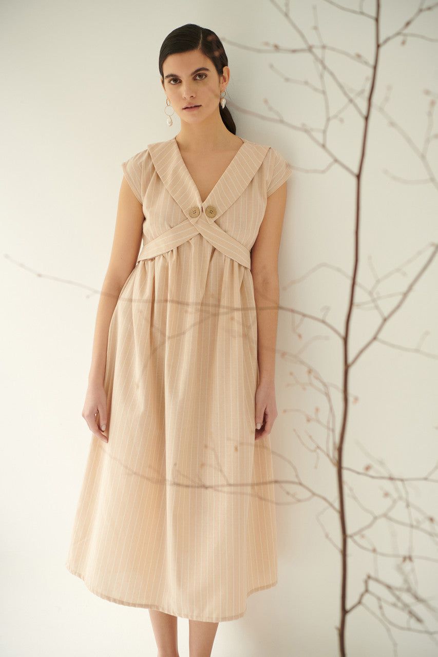 Magnolia, Linen Dress in Champagne Pink