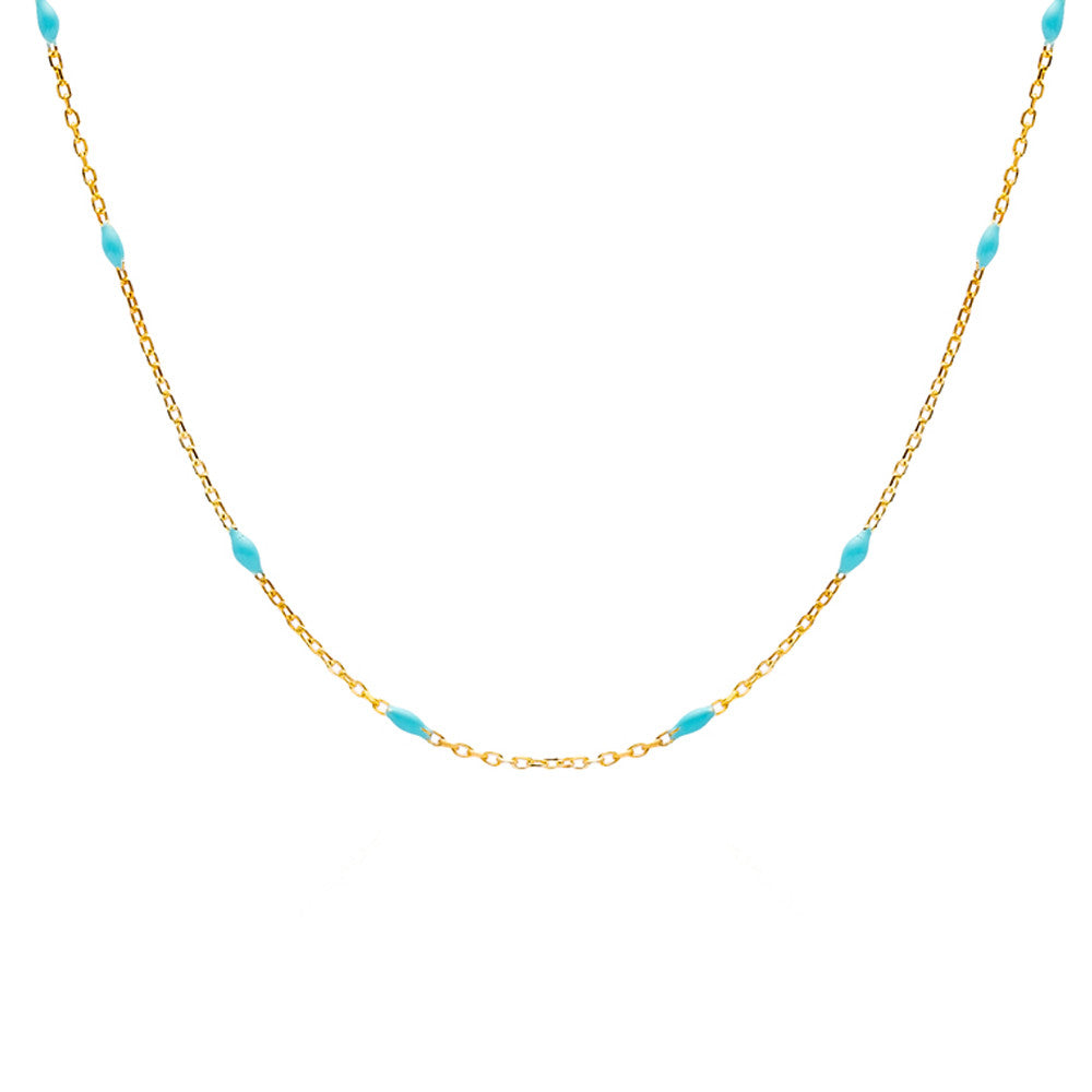 Light Blue Enamel Rosary, Handcrafted Necklace