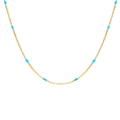 Light Blue Enamel Rosary, Handcrafted Necklace