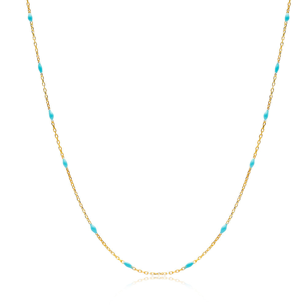 Light Blue Enamel Rosary, Handcrafted Necklace