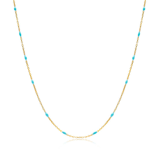 Light Blue Enamel Rosary, Handcrafted Necklace