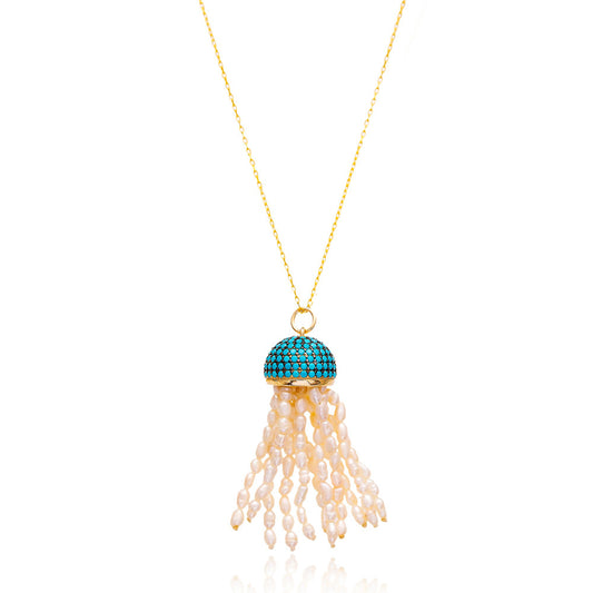 Pearly Jellyfish, Handmade Pendant Necklace