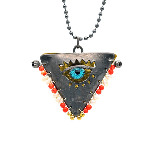 Limited: Pearly White & Pomegranate on Black Filakto Talisman, Lucky Charm, Necklace