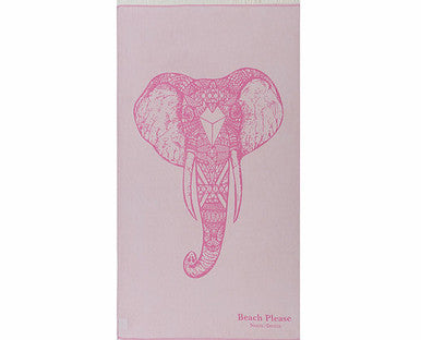 Pink Elephant, Premium Cotton Beach Towel