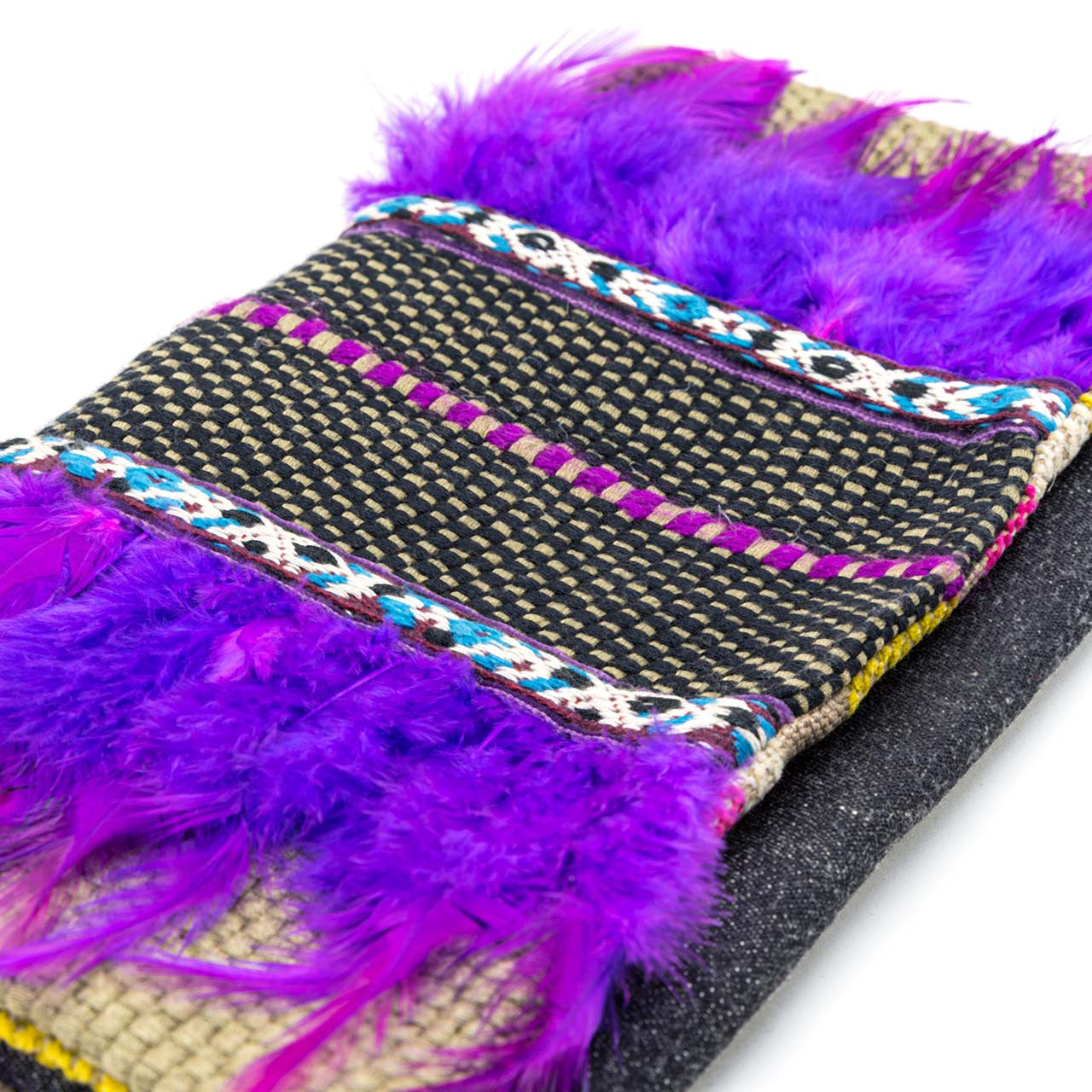 Handcrafted Purple Feather Pouch | Unique Summer Accessory