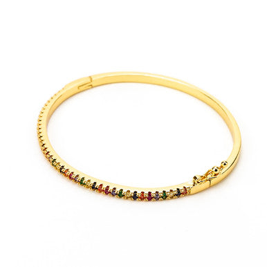 Rainbow Zircon, Colourful, Gold Bracelet