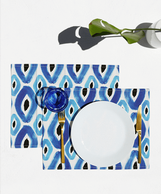 Tereza of Naxos Rhombus, Set of 2 Cotton-made, Placemats in Blue Home Decoration 35 € Tereza's Greek Concept Store