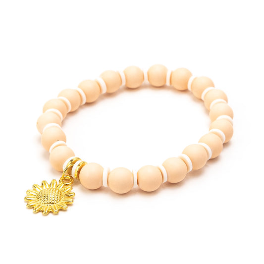 Tereza of Naxos Peachy Sunflower Summer Bracelet in Baby Pink Jewellery 25 € Tereza's Greek Concept Store