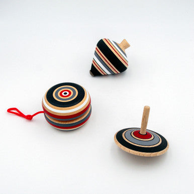 Set of 3 Ancient Wooden Toys, Handpainted