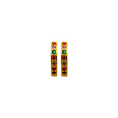 Rainbow Zircon, Circle , Hoop Earrings
