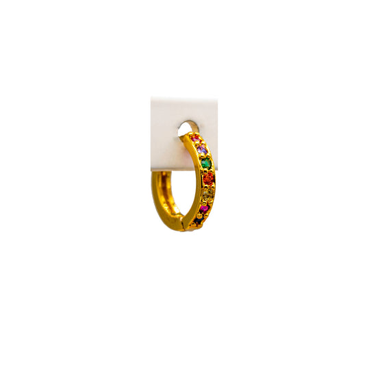 Rainbow Zircon, Circle , Hoop Earrings