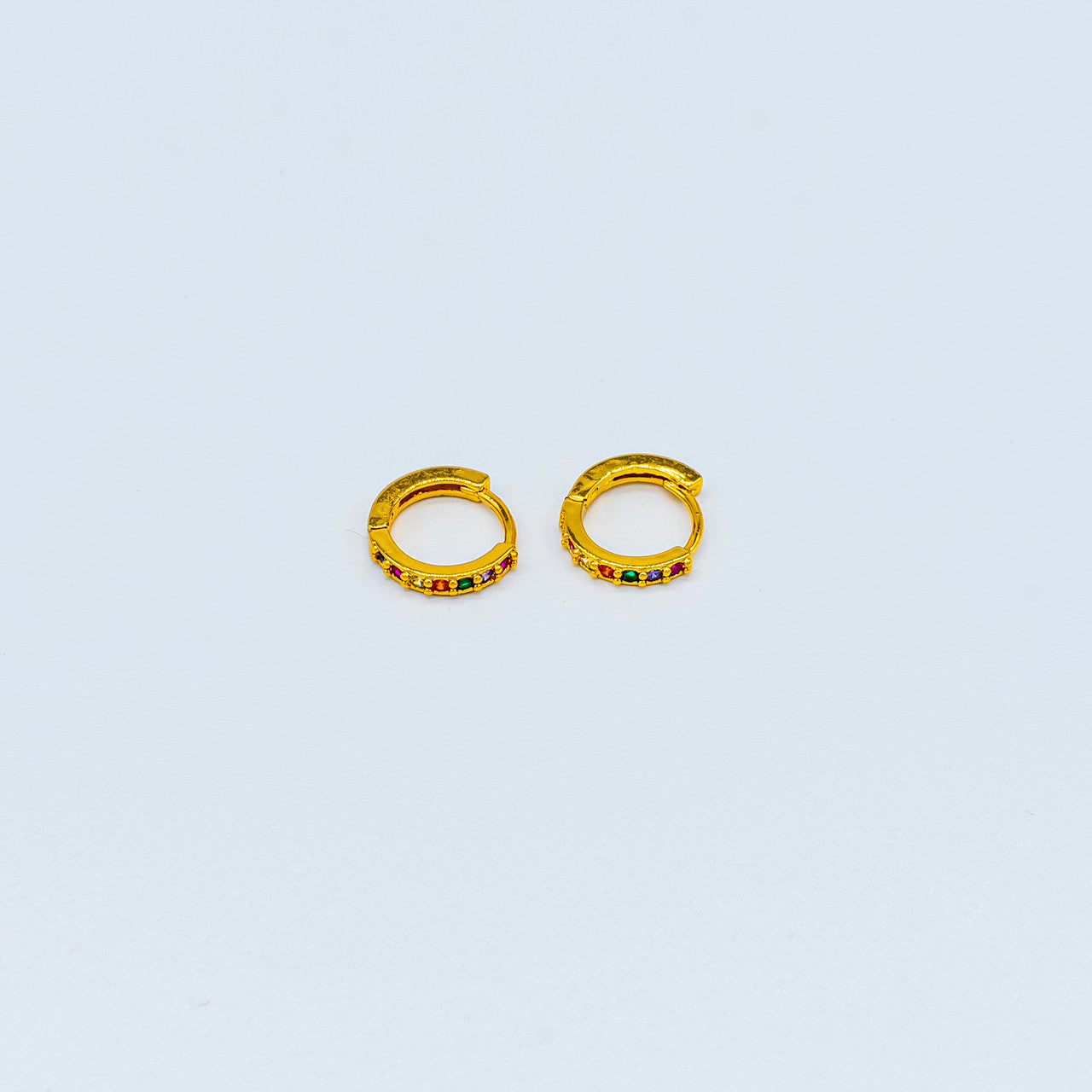 Rainbow Zircon, Circle , Hoop Earrings