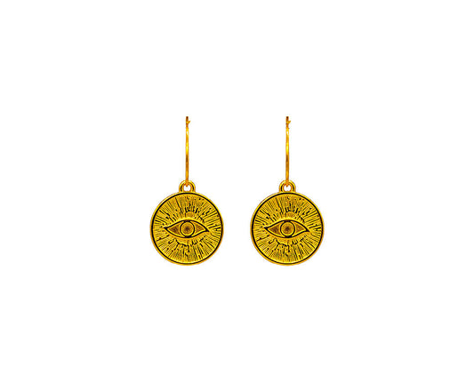 Tereza's Gold Evil Eye, Hoop Earrings
