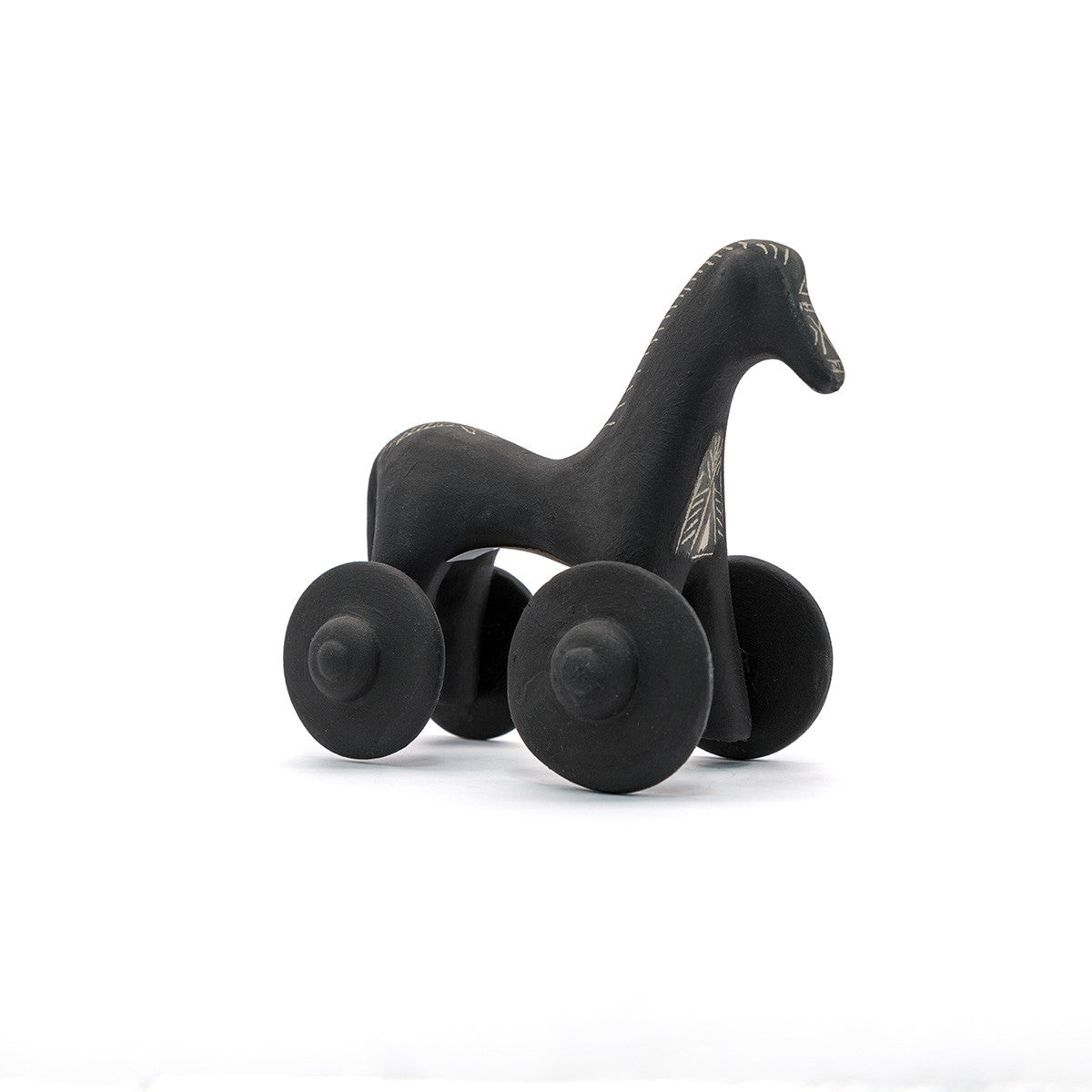 Trojan Horse Greek Statue – Handmade Black Ceramic Sculpture