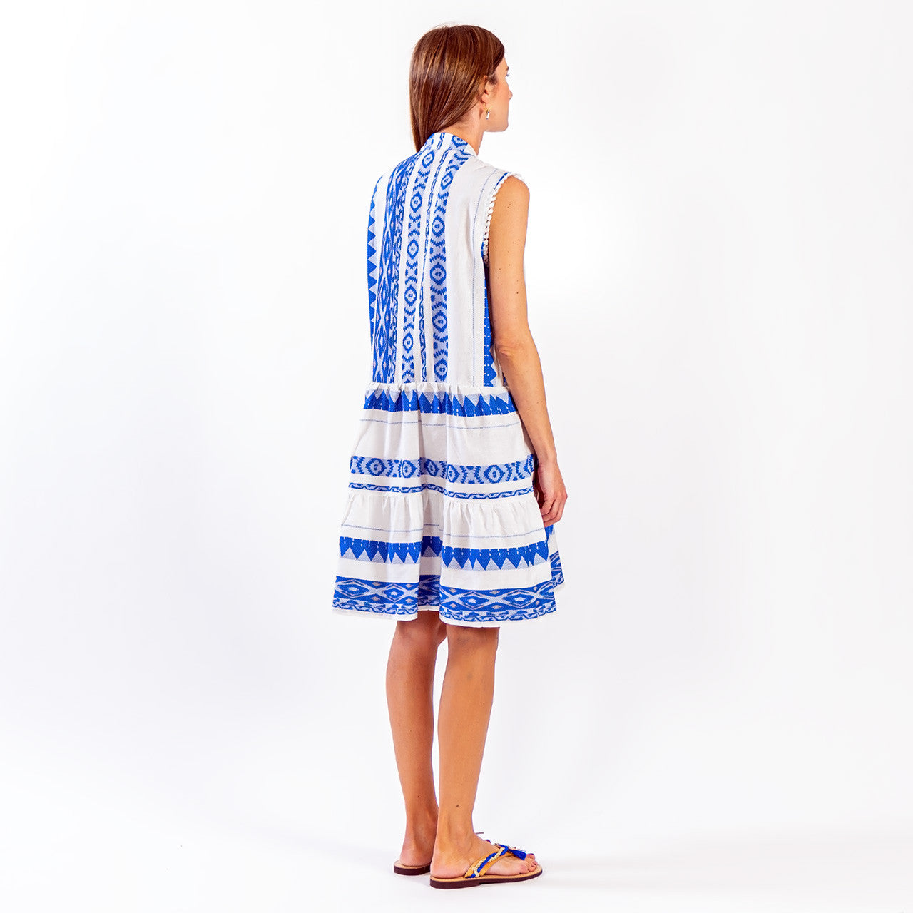 Zakar Sleeveless Dress in Blue & White