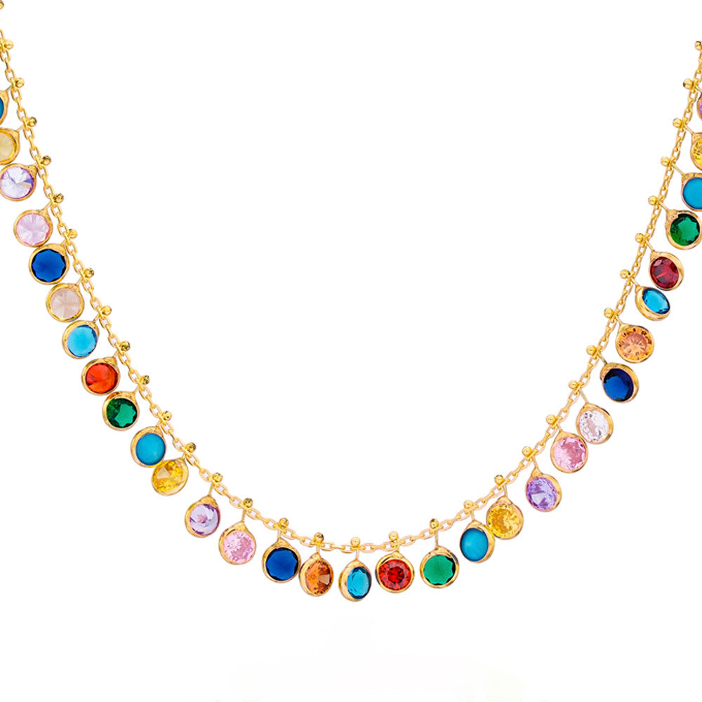 Zircon Drops Colorful Necklace – Gold-Plated Sterling Silver
