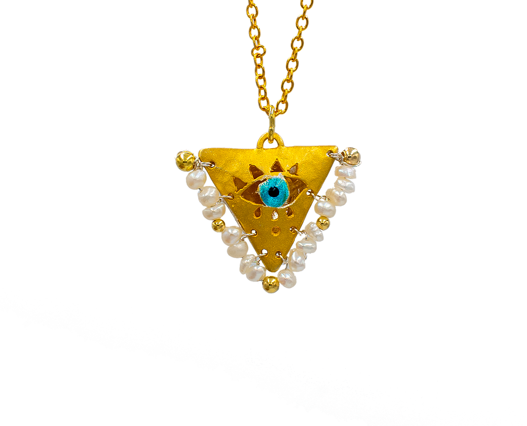 Pearl White "Filakto" Talisman Necklace