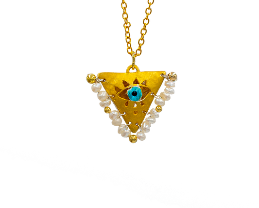 Pearl White "Filakto" Talisman Necklace