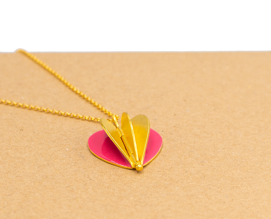 Heart Foldable Gold Plated Silver Pendant