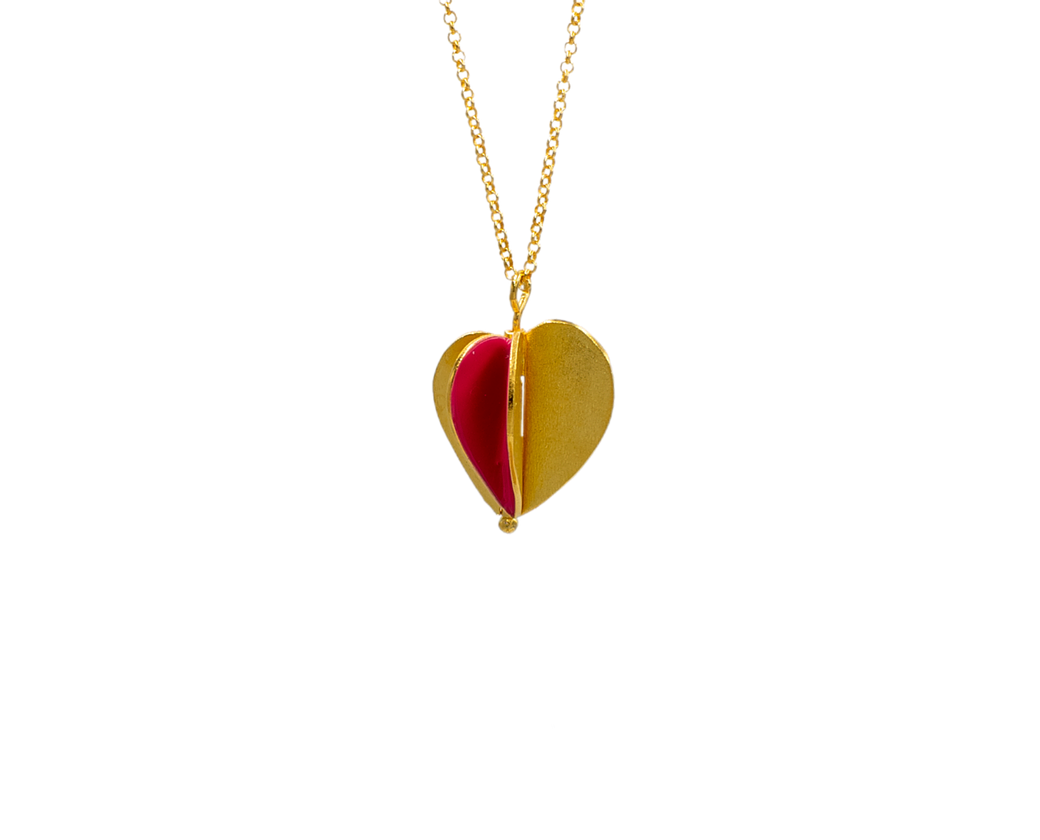 Heart Foldable Gold Plated Silver Pendant