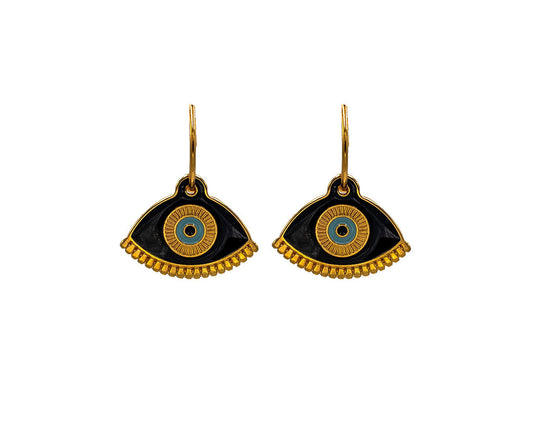Tereza of Naxos Gold Evil Eye in Black, Hoop Earrings Jewellery 29 € Tereza's Greek Concept Store