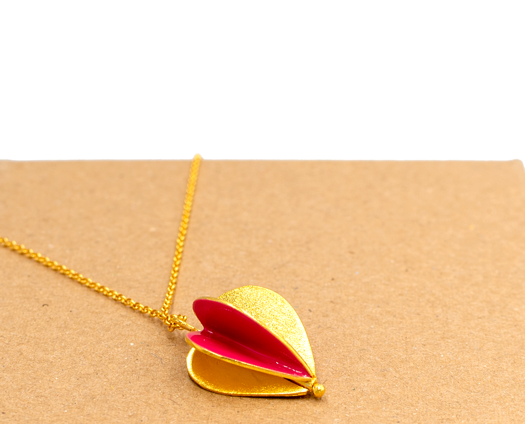 Heart Foldable Gold Plated Silver Pendant