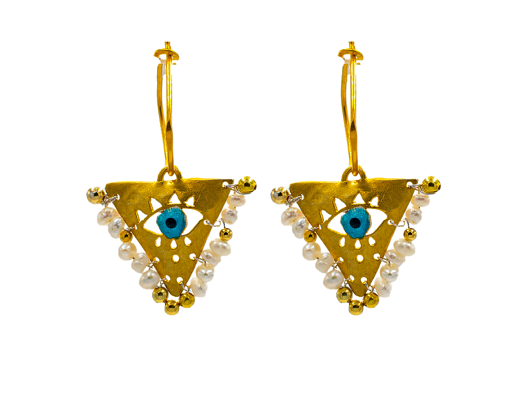 Pearl White "Fylachto" Talisman Earrings