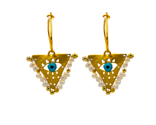 Pearl White "Fylachto" Talisman Earrings