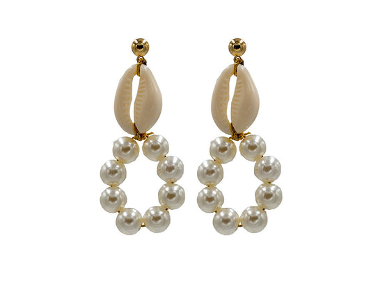 Mother of Shell, Freshwater Pearl, Hoop Earrings