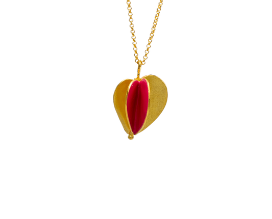 Heart Foldable Gold Plated Silver Pendant