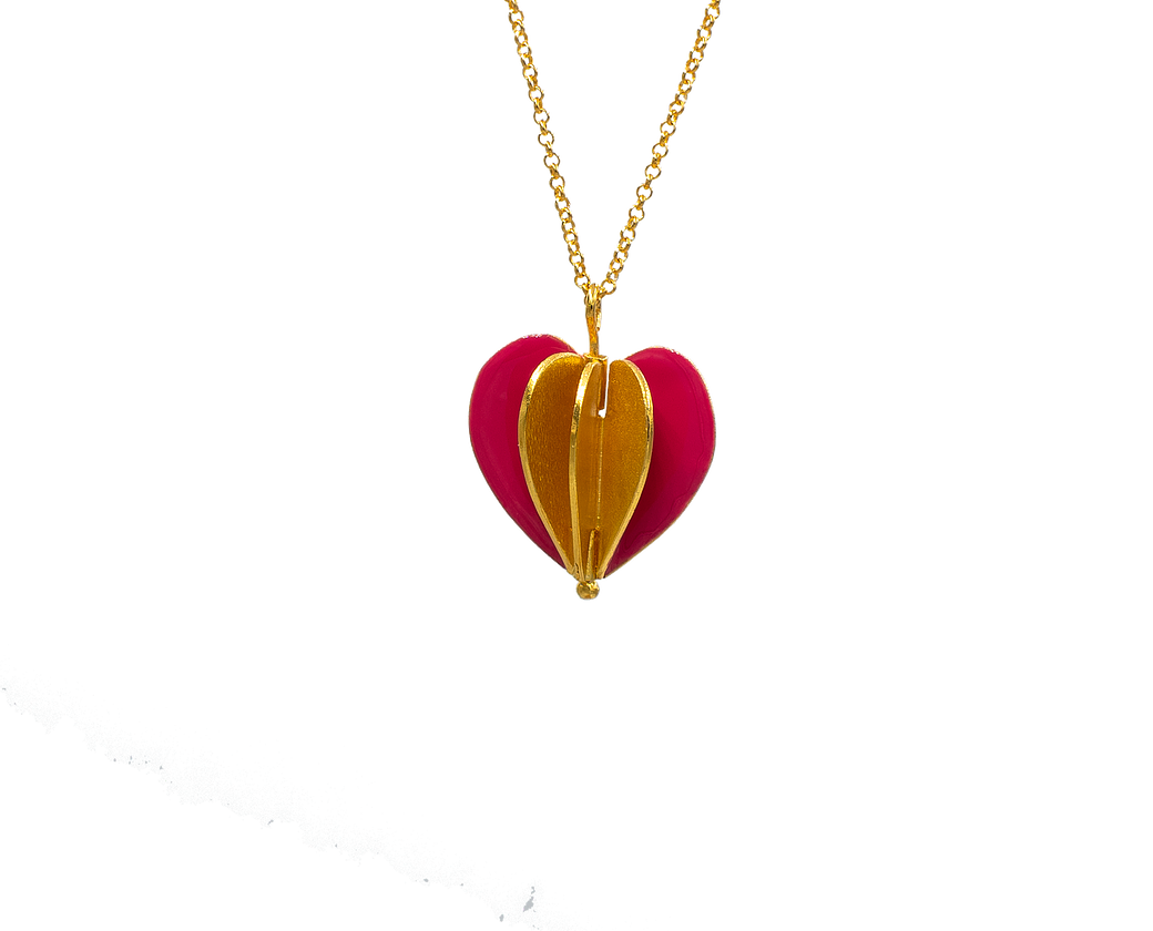 Tereza of Naxos Heart Foldable Gold Plated Silver Pendant Jewellery 89 € Tereza's Greek Concept Store