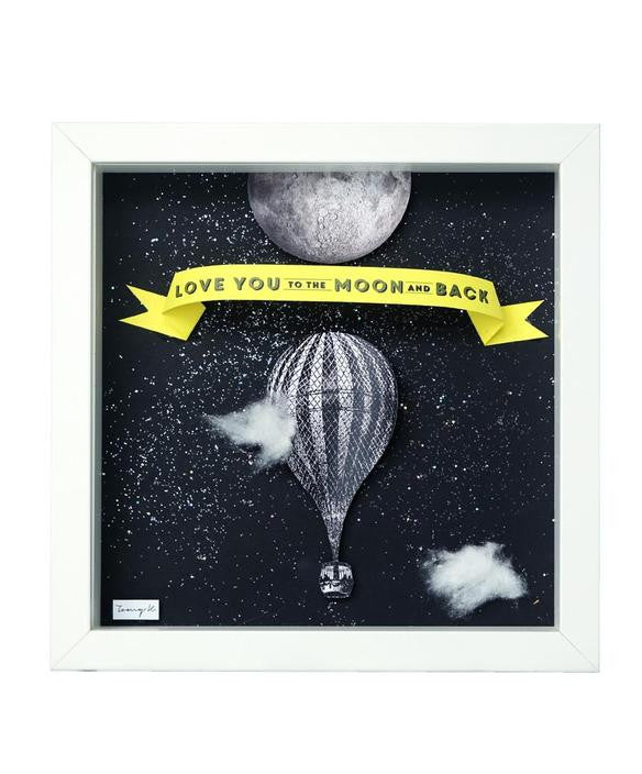 Tereza of Naxos Love you to the moon, Handcrafted Artwork, Wooden Frame Home Decoration 89 € Tereza's Greek Concept Store