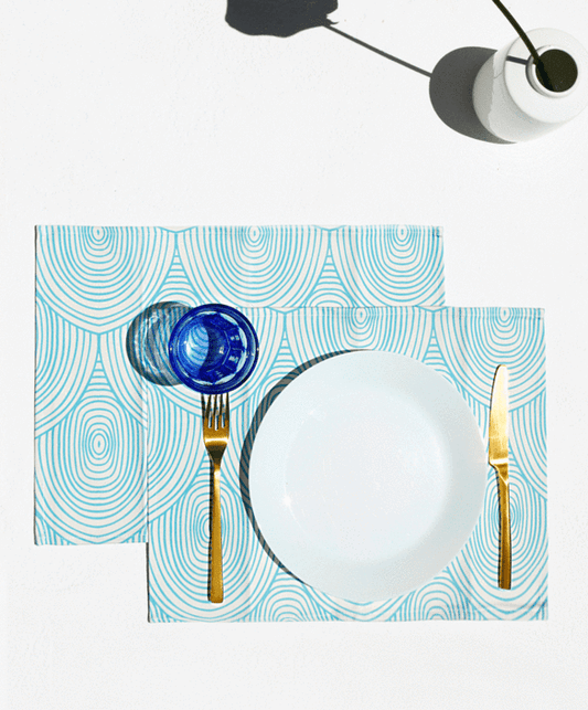 Tereza of Naxos Arc, Set of 2 Cotton-made, Placemats in Light Blue Home Decoration 35 € Tereza's Greek Concept Store