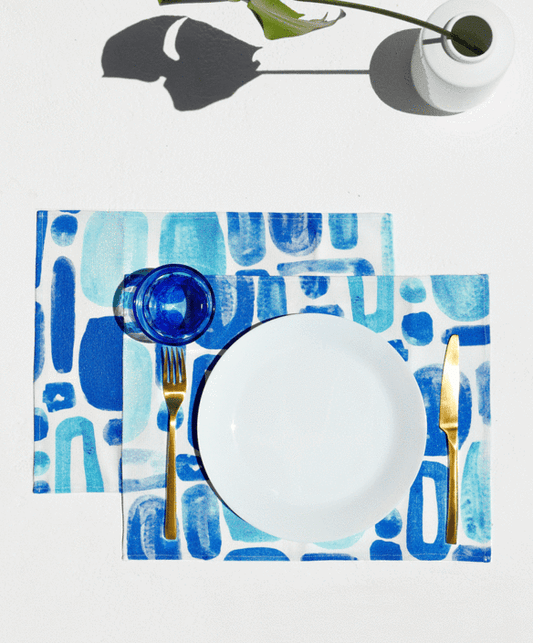 Tereza of Naxos Mosaico, Set of 2 Cotton-made, Placemats in Blue Home Decoration 35 € Tereza's Greek Concept Store