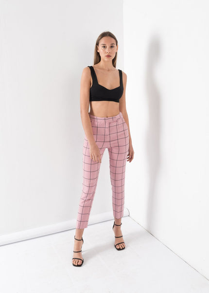 Beach Please Checked Trousers in Sweet Pink, Straight Cut Bottoms 69 € Tereza's Greek Concept Store